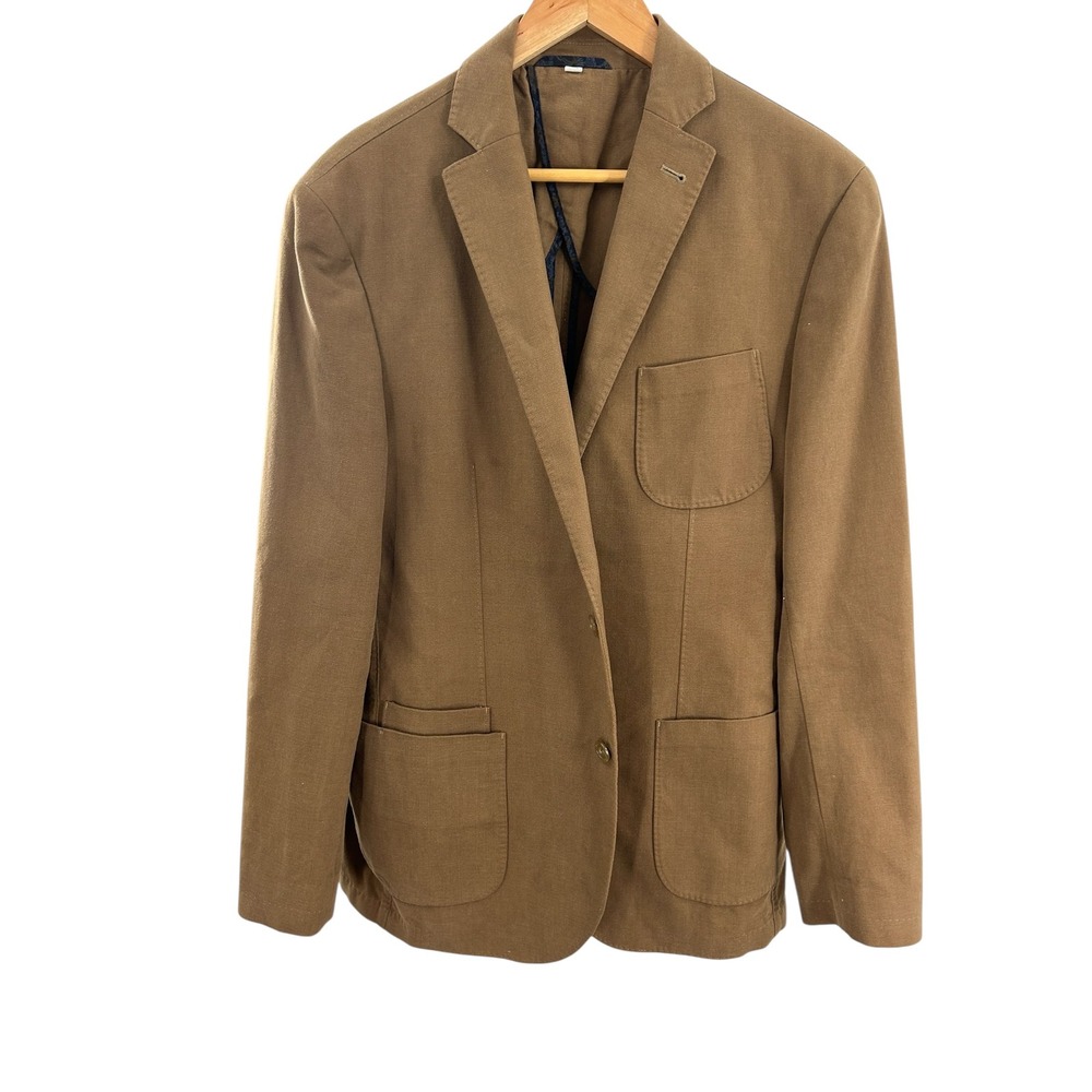 JKT New York Bond Men's 42L Brown Cotton Blend Blazer Sport Coat Modern‎ Style